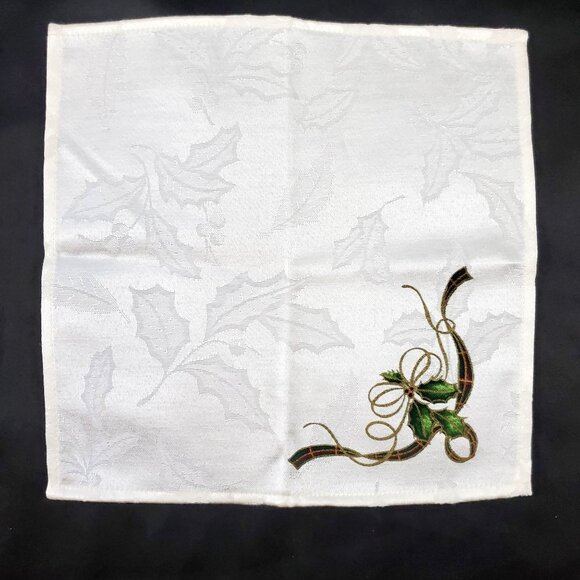 VTG Lenox Christmas Holiday Nouveau Dinner Napkins, 10” Square Set of Jacquard - Picture 3 of 10